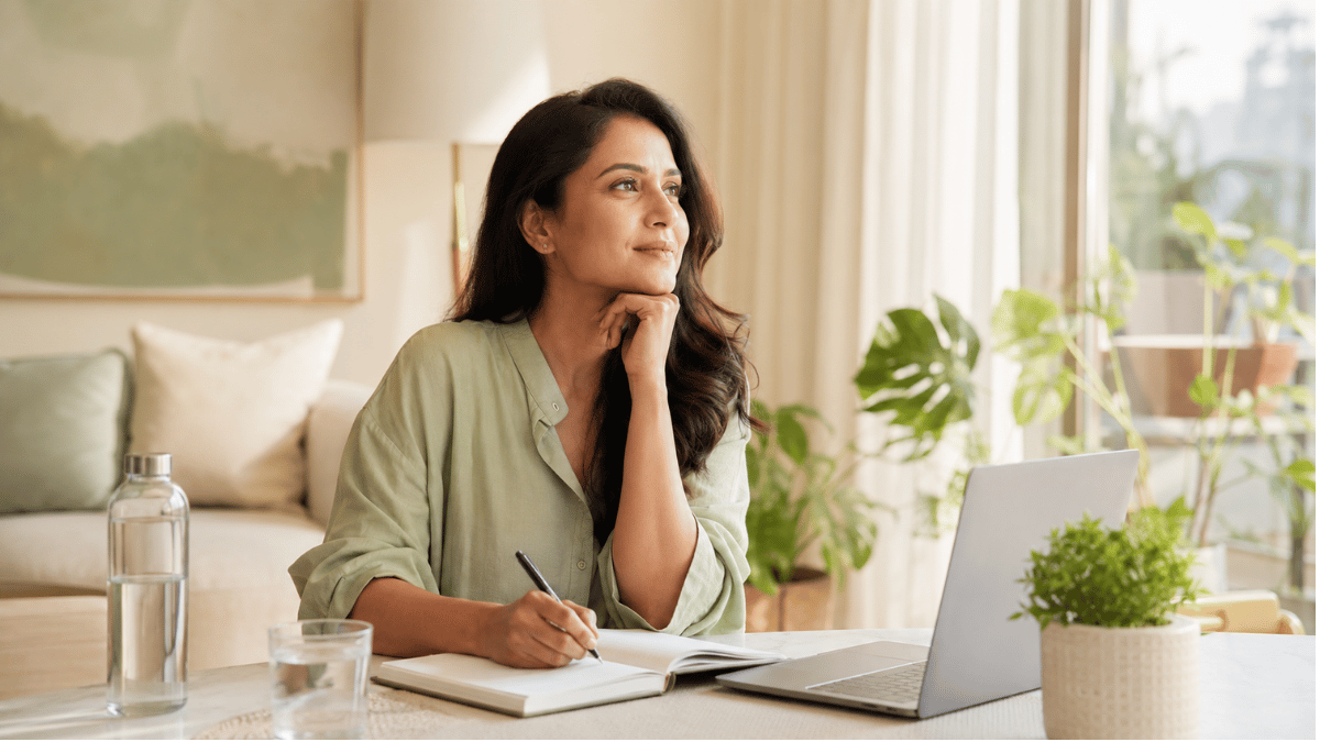 Woman planning a fresh start on Monday morning