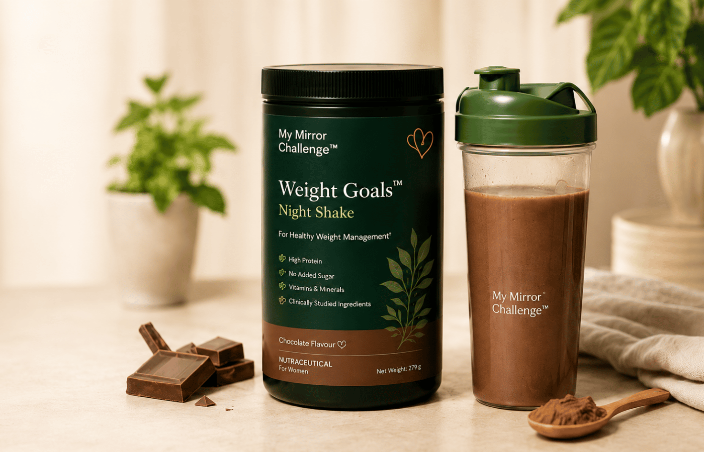 Weight Goals Night Shake with chocolate shake